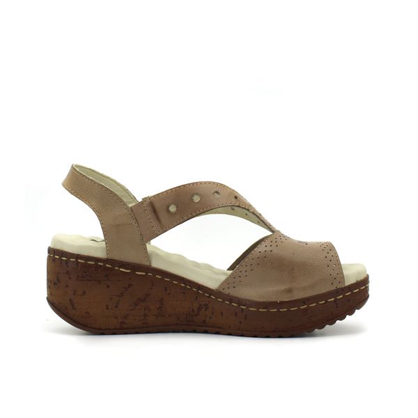 Sandália Anabela Feminina de Couro Legítimo com Palmilha Gel - Fendi (NI 013)