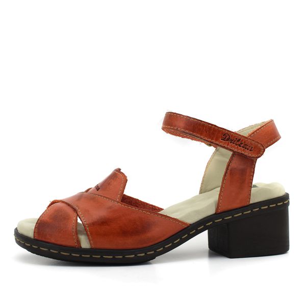 Sandália de Salto Feminina em Couro Legítimo com Palmilha Gel - Coral (BR 045)