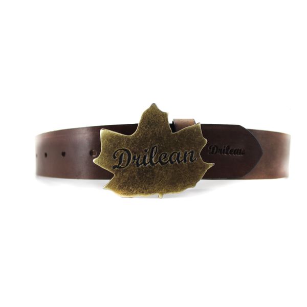 Cinto Drilean Feminino Castanho com Fivela Drilean Dourada 100% em couro 