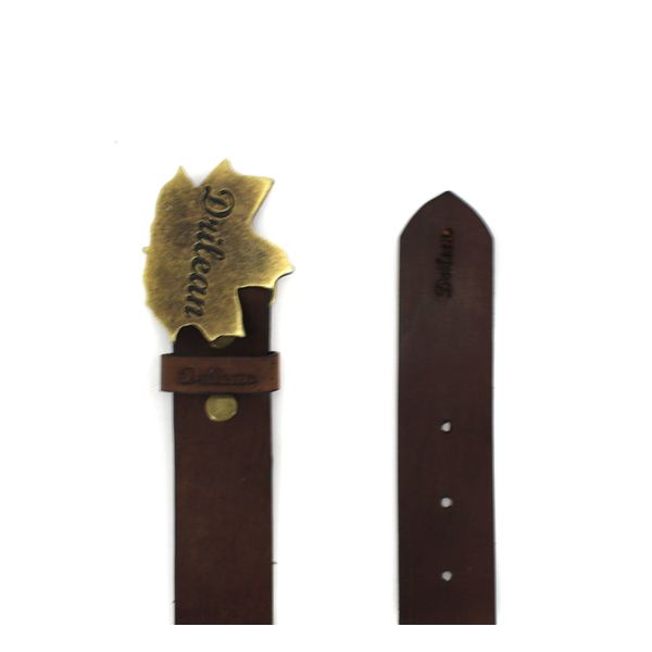 Cinto Drilean Feminino Castanho com Fivela Drilean Dourada 100% em couro 