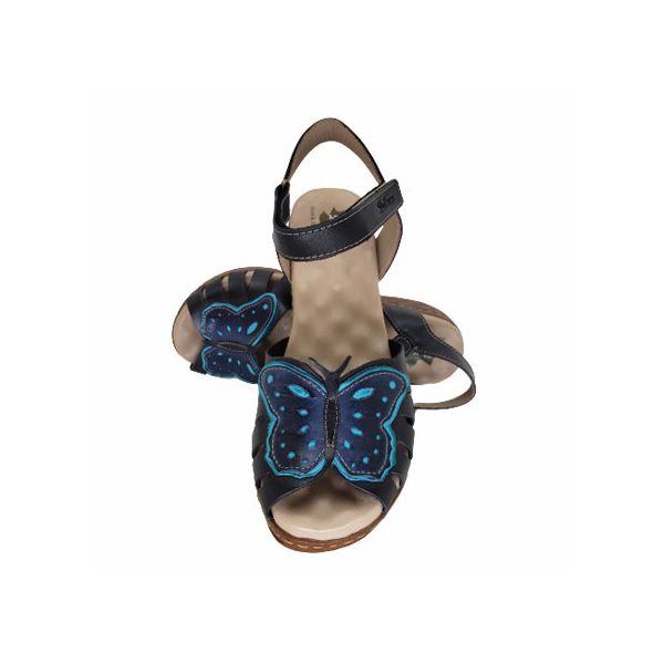 Sandália Anabela Feminina de Couro Legítimo com Palmilha Gel - Preto (NI 048) 36 OUTLET