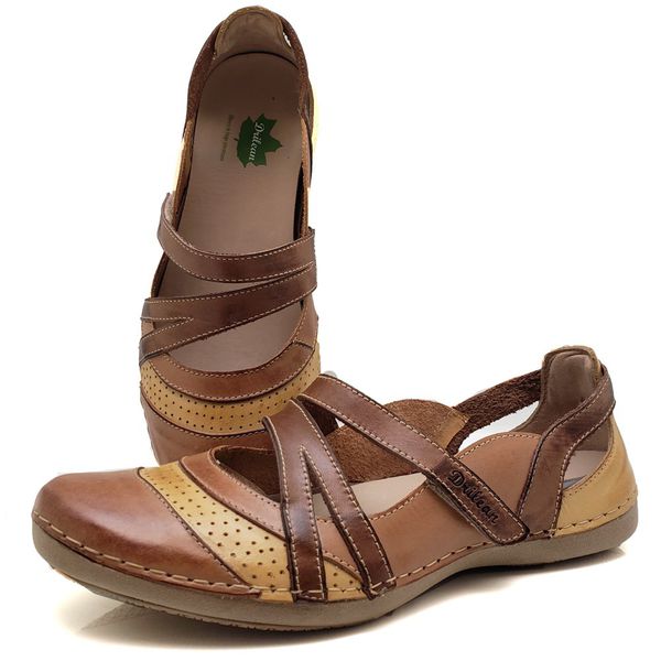 Sapatilha CR 014 CARAMELO-AMARELO 100% couro com p... - Drilean