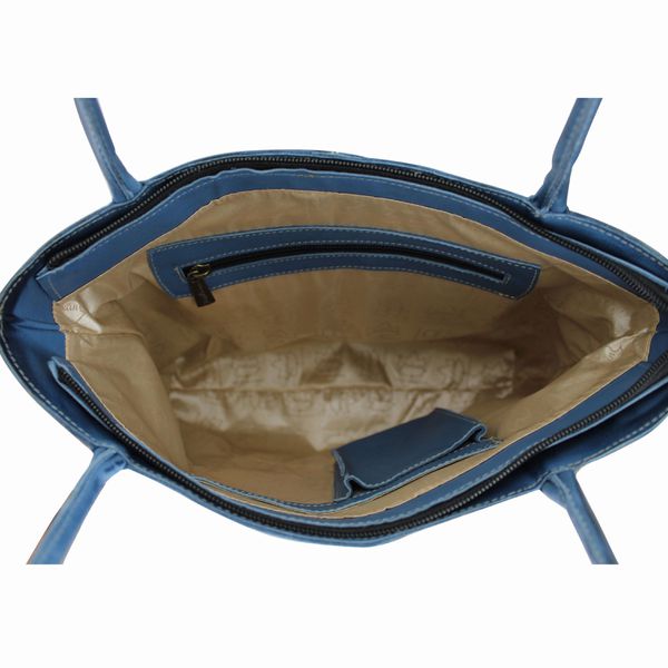 Bolsa BG 022 Azul/Off 100% em couro