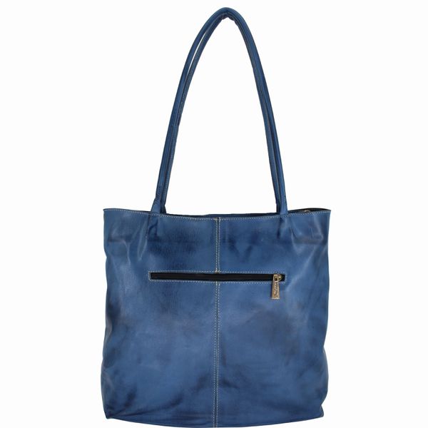 Bolsa BG 022 Azul/Off 100% em couro