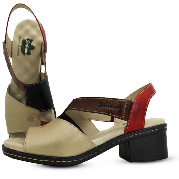 Sandália de Salto Feminina em Couro Legítimo Fendi... - Drilean