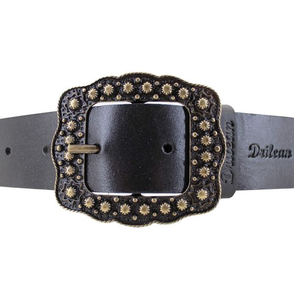 Cinto Drilean Feminino Preto com Fivela 100% em couro