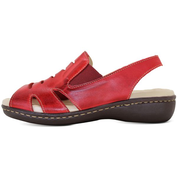 Sandália Feminina Anatomica de Couro Legítimo e Palmilha Gel - Vermelho (MA 030)
