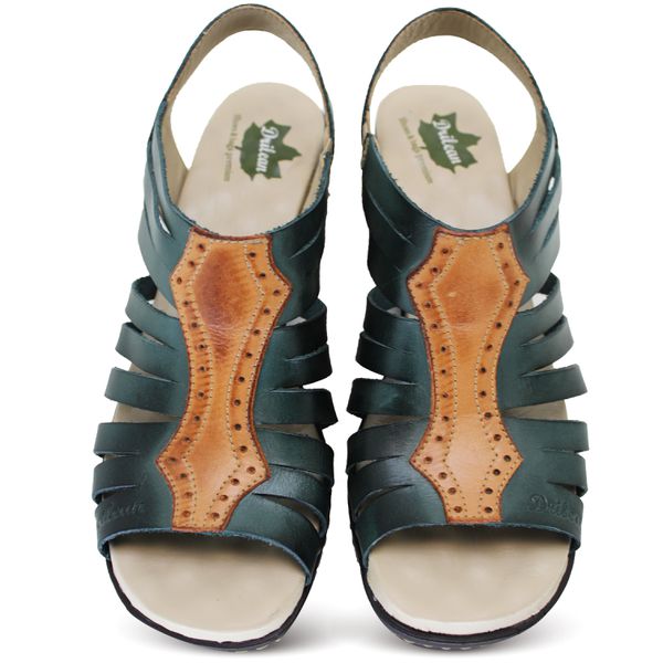 Sandália de Salto Feminina em Couro Legítimo Verde/Laranja e Palmilha Gel - BR 029