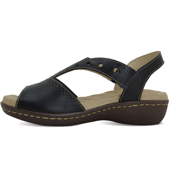 Sandália Feminina Anatomica de Couro Legítimo e Palmilha Gel - Preto (MA 013)
