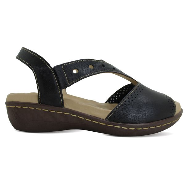 Sandália Feminina Anatomica de Couro Legítimo e Palmilha Gel - Preto (MA 013)
