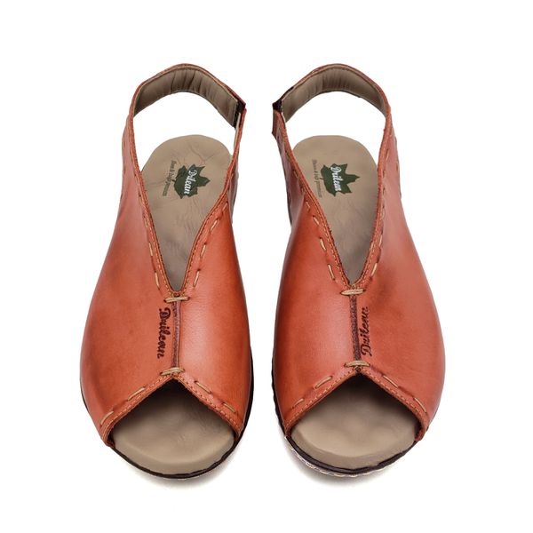 Sandália Feminina Anatômica de Couro Legítimo e Palmilha Gel - Coral (MA 033)