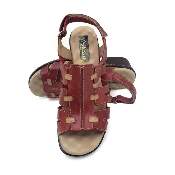 Sandália de Salto Bloco Confortável de Couro Castanho com Palmilha Gel - BR 003