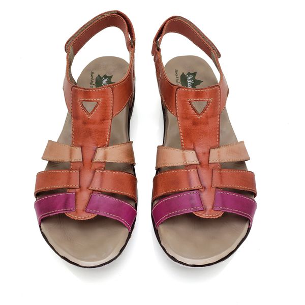 Sandália Feminina Anatômica de Couro Legítimo e Palmilha Gel - Coral (MA 005)