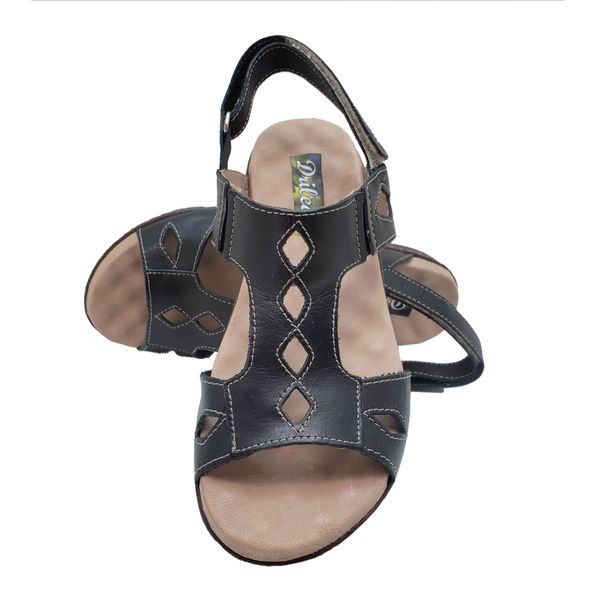 Sandália Feminina de Couro Legítimo e Palmilha Gel - Preto (MA 008)
