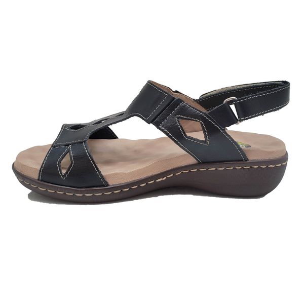 Sandália Feminina de Couro Legítimo e Palmilha Gel - Preto (MA 008)