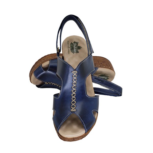 Sandália Anabela Feminina de Couro Legítimo e Palmilha Gel - Azul (NI044) 36 OUTLET