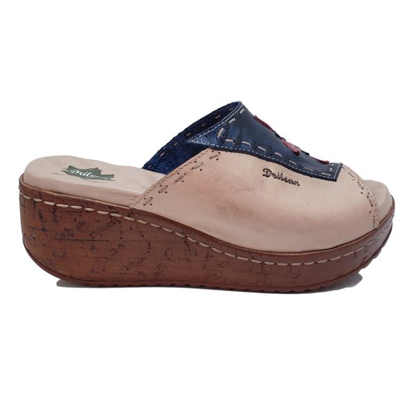 Sandália Anabela Feminina de Couro Legítimo e Palmilha Gel - Azul /Off / Vermelho / Verde (NI034) 36 OUTLET