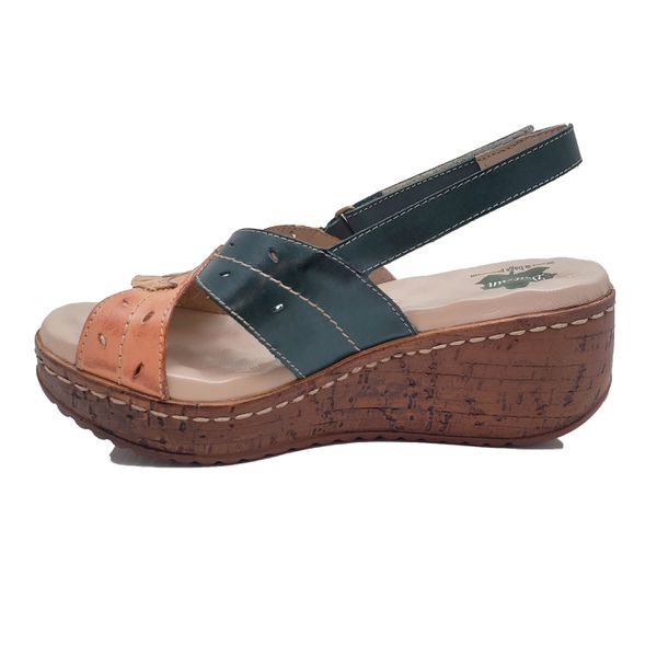 Sandália Anabela Feminina de Couro Legítimo e Palmilha Gel - Verde (NI016)