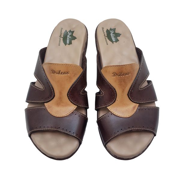 Sandália Feminina Anatomica de Couro Legítimo e Palmilha Gel - Café/Amarelo (MA 021)