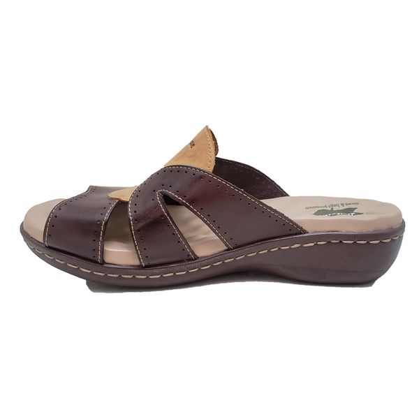 Sandália Feminina Anatomica de Couro Legítimo e Palmilha Gel - Café/Amarelo (MA 021)