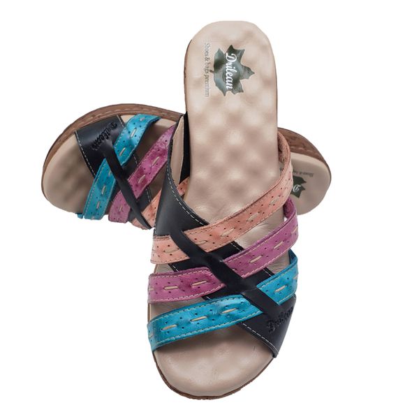 Sandália Anabela Feminina de Couro Legítimo e Palmilha Gel - Preto (NI 038)