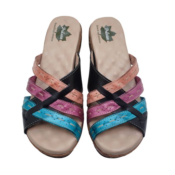 Sandália Anabela Feminina de Couro Legítimo e Palmilha Gel - Preto (NI 038)