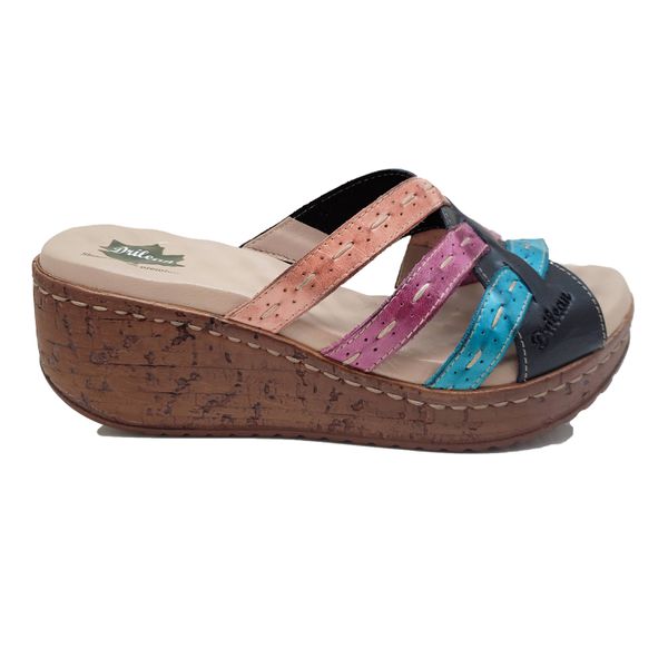 Sandália Anabela Feminina de Couro Legítimo e Palmilha Gel - Preto (NI 038)