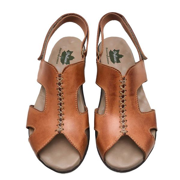 Sandália Feminina Anatomica de Couro Legítimo e Palmilha Gel - Laranja (MA 044)