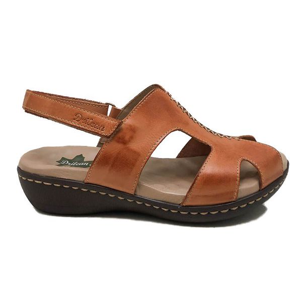 Sandália Feminina Anatomica de Couro Legítimo e Palmilha Gel - Laranja (MA 044)