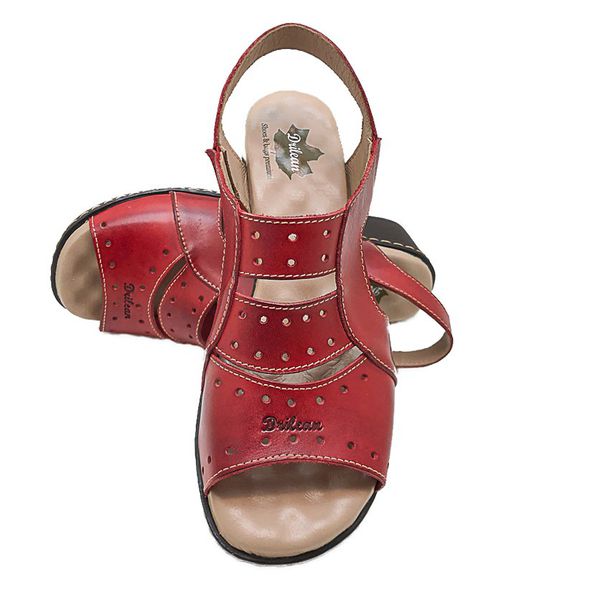 Sandalia de Salto Bloco Confortável Couro Legítimo Vermelho e Palmilha Gel - BR041 36 OUTLET