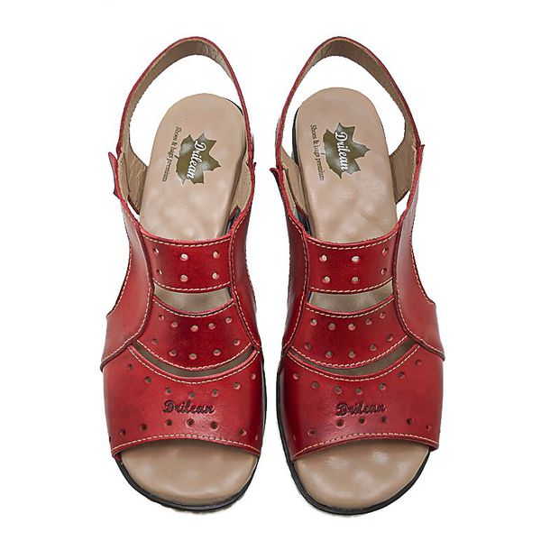 Sandalia de Salto Bloco Confortável Couro Legítimo Vermelho e Palmilha Gel - BR041 36 OUTLET