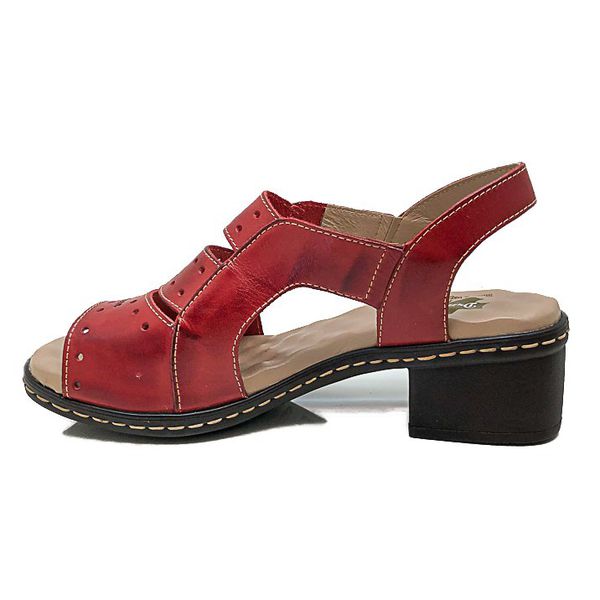 Sandalia de Salto Bloco Confortável Couro Legítimo Vermelho e Palmilha Gel - BR041 36 OUTLET