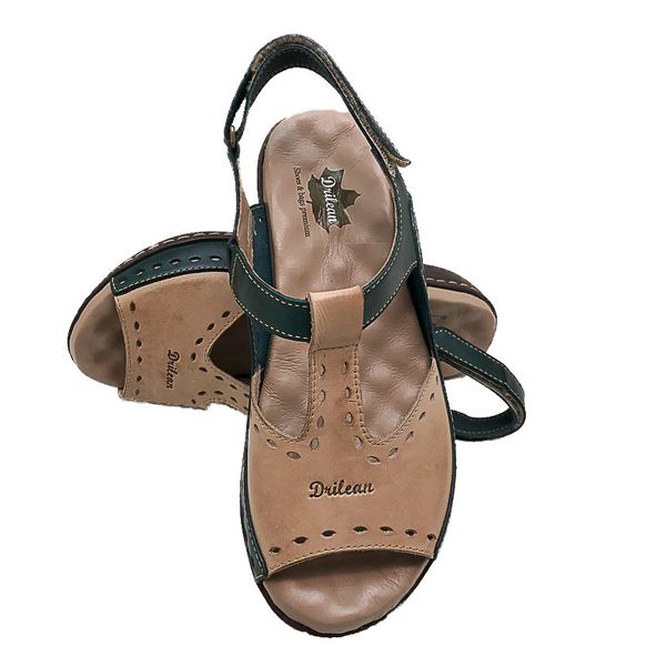 Sandália Feminina Couro Legítimo e Palmilha Gel - Verde/Tabaco (MA 040)