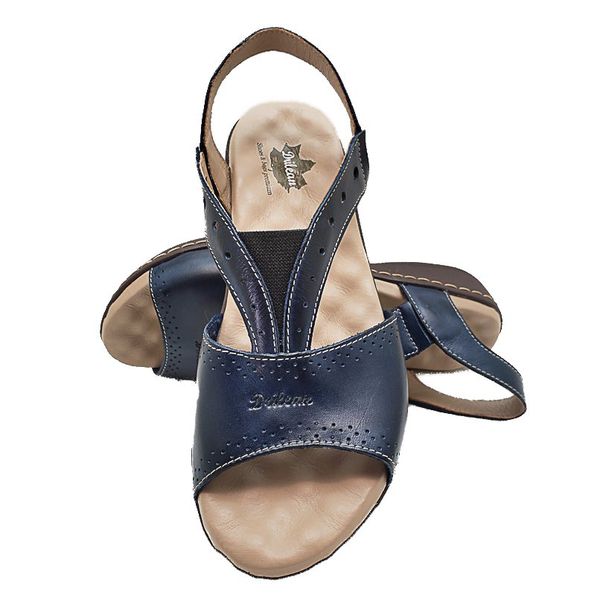 Sandália Anatomica Feminina de Couro Legítimo e Palmilha Gel - Azul (MA 013)
