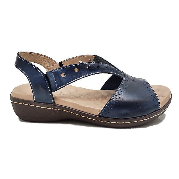 Sandália Anatomica Feminina de Couro Legítimo e Palmilha Gel - Azul (MA 013)