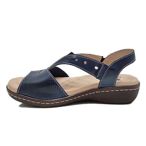 Sandália Anatomica Feminina de Couro Legítimo e Palmilha Gel - Azul (MA 013)