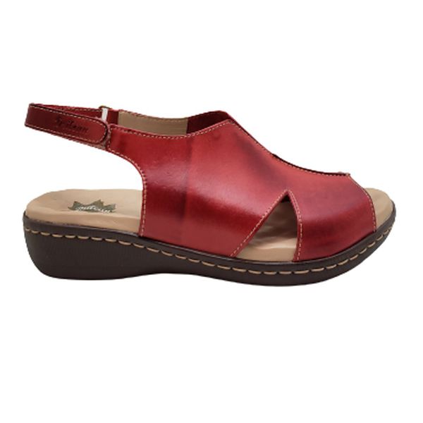 Sandália Anatomica Feminina de Couro Legítimo e Palmilha Gel - Vermelho (MA 006)
