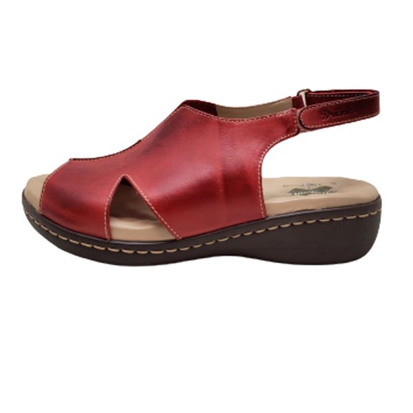 Sandália Anatomica Feminina de Couro Legítimo e Palmilha Gel - Vermelho (MA 006)