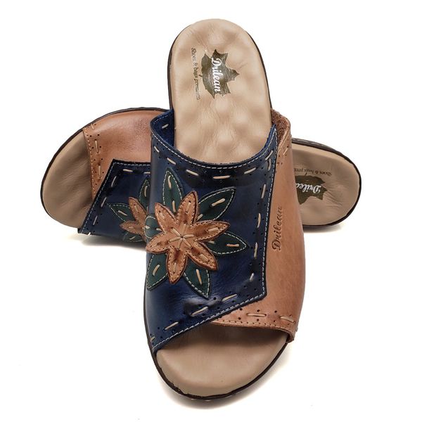 Sandália Anatomica Feminina de Couro Legítimo e Palmilha Gel - Laranja (MA 034)