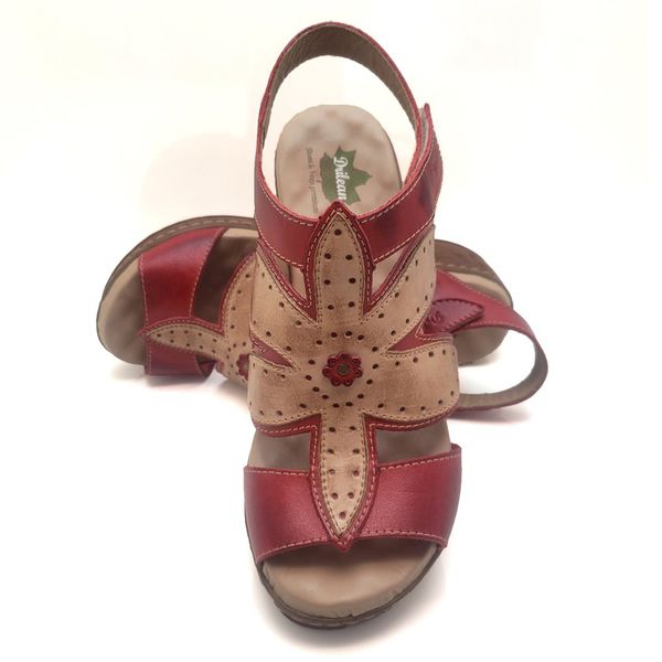 Sandália Anabela Feminina de Couro Legítimo e Palm... - Drilean