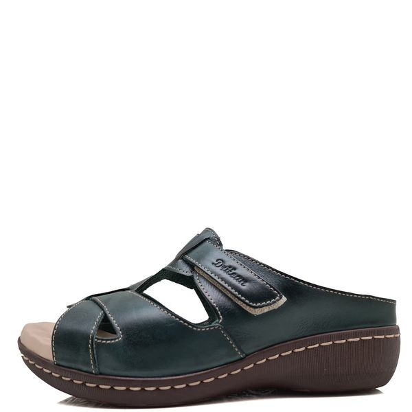 Sandália Feminina Anatômica de Couro Legítimo e Palmilha Gel - Verde (MA 031)