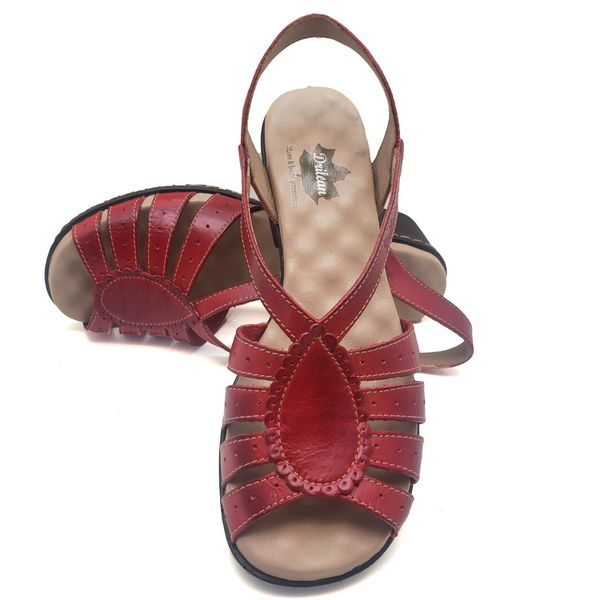 Sandalia de Salto Bloco Confortável Couro Legítimo Vermelho e Palmilha Gel - BR 014 
