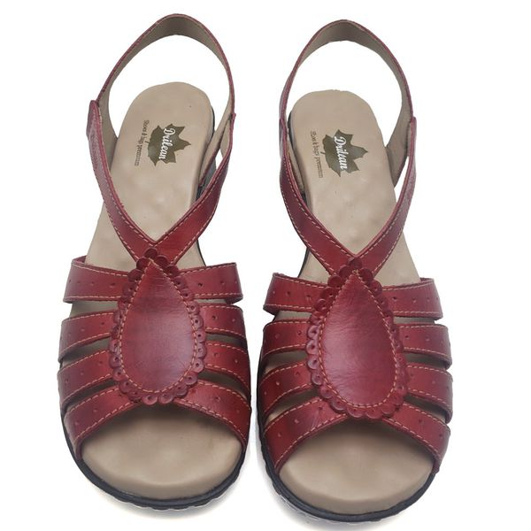 Sandalia de Salto Bloco Confortável Couro Legítimo Vermelho e Palmilha Gel - BR 014 