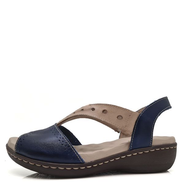 Sandália Feminina Anatômica de Couro Legítimo e Palmilha Gel - Azul (MA 013)