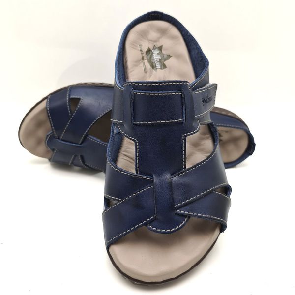 Sandália Feminina Anatômica de Couro Legítimo e Palmilha Gel - Azul (MA 031)