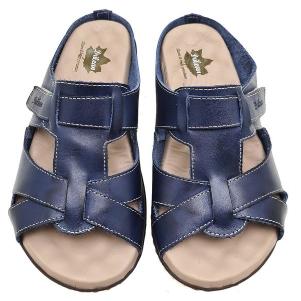 Sandália Feminina Anatômica de Couro Legítimo e Palmilha Gel - Azul (MA 031)
