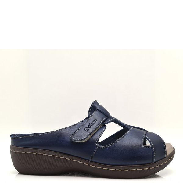 Sandália Feminina Anatômica de Couro Legítimo e Palmilha Gel - Azul (MA 031)