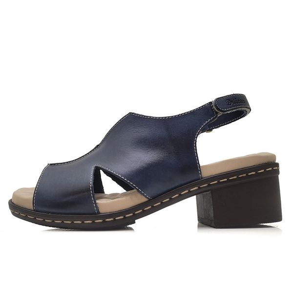 Sandalia de Salto Bloco Confortável Couro Legítimo Azul e Palmilha Gel - BR 006 