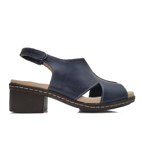 Sandalia de Salto Bloco Confortável Couro Legítimo Azul e Palmilha Gel - BR 006 