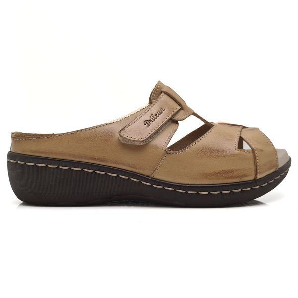 Sandália Feminina Anatômica de Couro Legítimo e Palmilha Gel - Amarelo (MA 031)